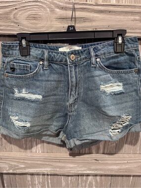 KanCan Distressed Light Blue Denim Jean Shorts